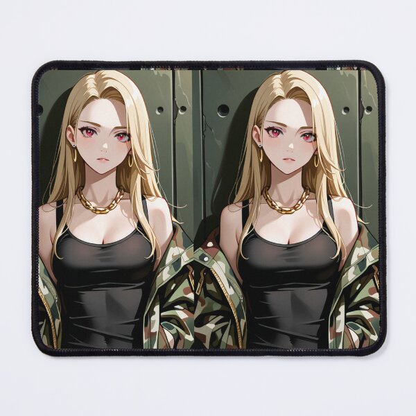 Item preview, Fashion - Woman in Camo Camo Jacket Tank Top Gold Chain Anime Variant 3 designed and sold by AnimeShin.