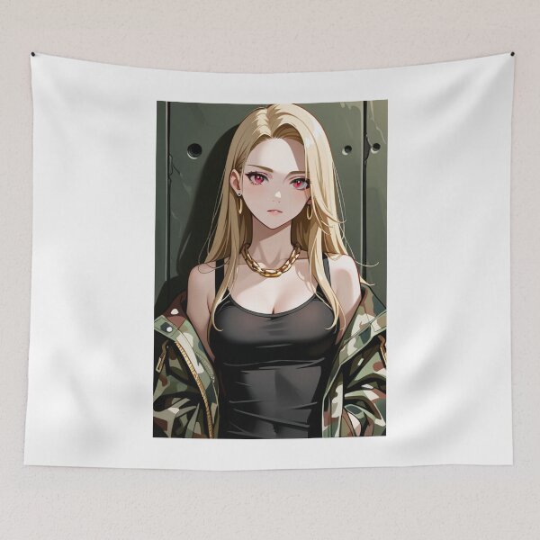 Item preview, Fashion - Woman in Camo Camo Jacket Tank Top Gold Chain Anime Variant 3 designed and sold by AnimeShin.