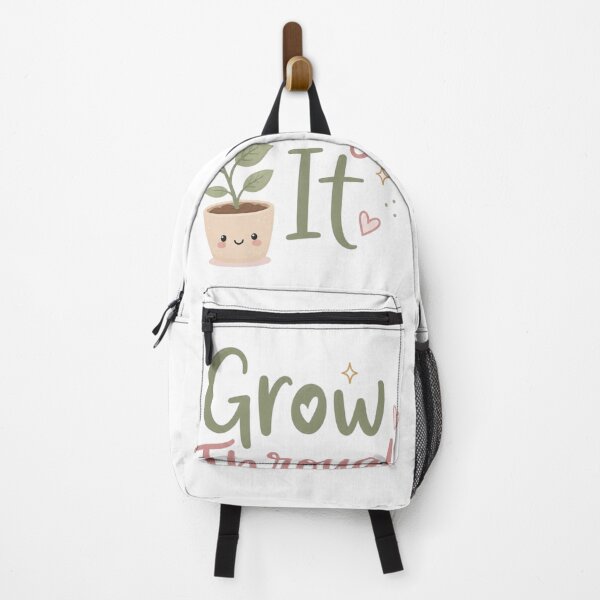 Item preview, Grow Through It Cute Plant Motivation Design | Positive Mental Health Quote | Kawaii Botanical Illustration designed and sold by Sanika arts .