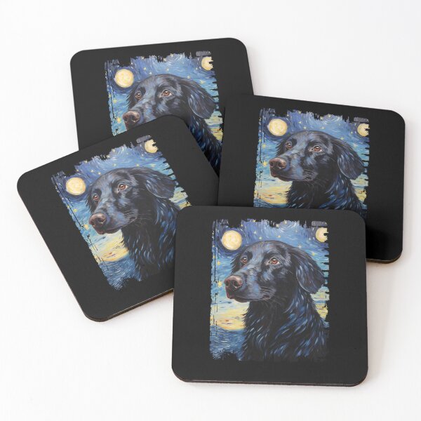 Item preview, Funny Flat Coated Retriever Starry Night Illustration Mom Dad Kids designed and sold by rafaeltto.