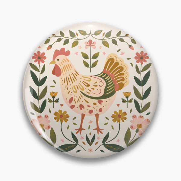 Item preview, Scandinavian Folk Art, Floral Chicken designed and sold by xiao xuans.