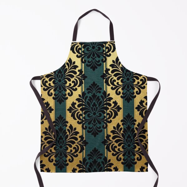 Item preview, Teal & Gold Striped Black Damask designed and sold by DesignsByPrnces.