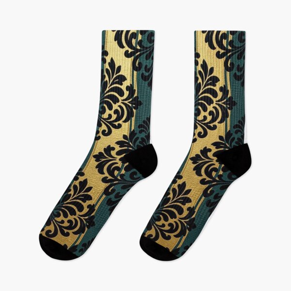 Item preview, Teal & Gold Striped Black Damask designed and sold by DesignsByPrnces.
