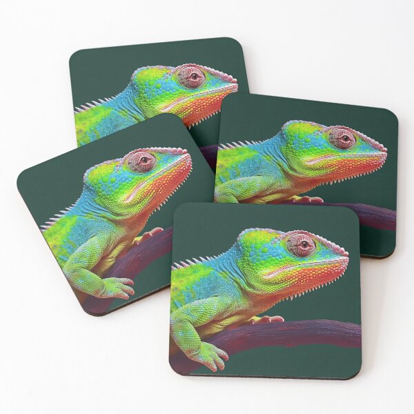 Item preview, Lizard chameleon on dark green background designed and sold by anytka.