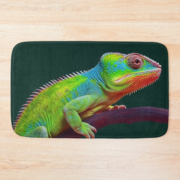 Item preview, Lizard chameleon on dark green background designed and sold by anytka.