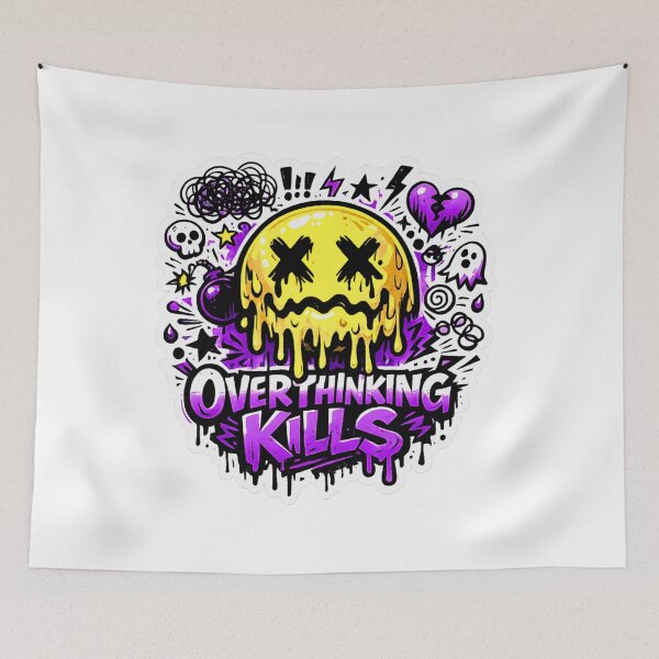 Item preview, Overthinking Kills | Funny Mental Health Meme Sticker designed and sold by DealHunterx.