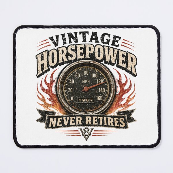 Item preview, Vintage Horsepower Never Retires | Classic Car & Muscle Car Enthusiast T-Shirt designed and sold by Danny's Tees.
