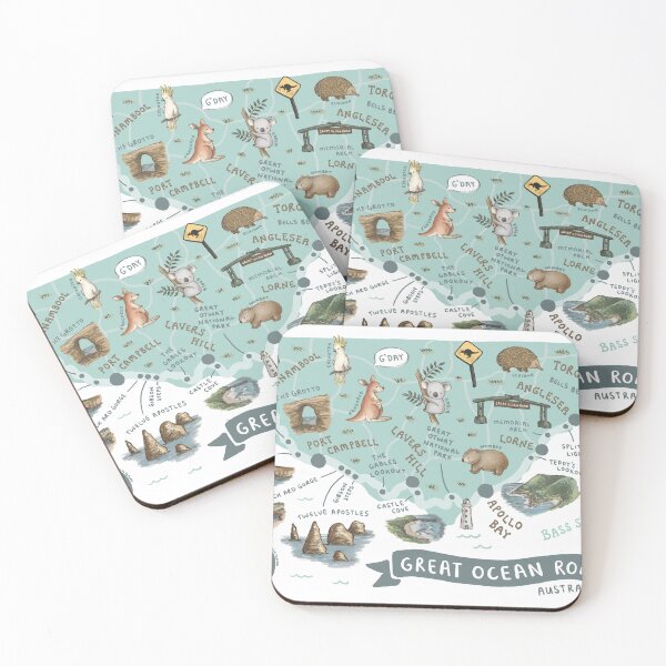 Item preview, Map of the Great Ocean Road, Australia - Teal designed and sold by Those Pencil Shavings.