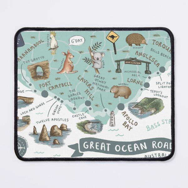 Item preview, Map of the Great Ocean Road, Australia - Teal designed and sold by Those Pencil Shavings.