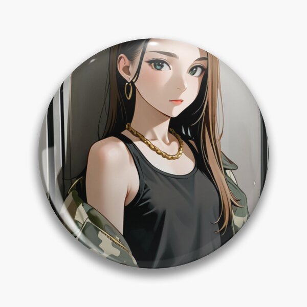 Item preview, Fashion - Woman in Camo Camo Jacket Tank Top Gold Chain Anime Variant 5 designed and sold by AnimeShin.