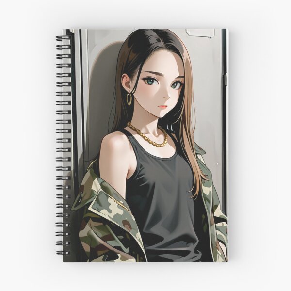 Item preview, Fashion - Woman in Camo Camo Jacket Tank Top Gold Chain Anime Variant 5 designed and sold by AnimeShin.