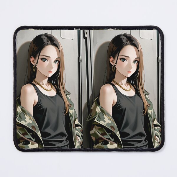 Item preview, Fashion - Woman in Camo Camo Jacket Tank Top Gold Chain Anime Variant 5 designed and sold by AnimeShin.