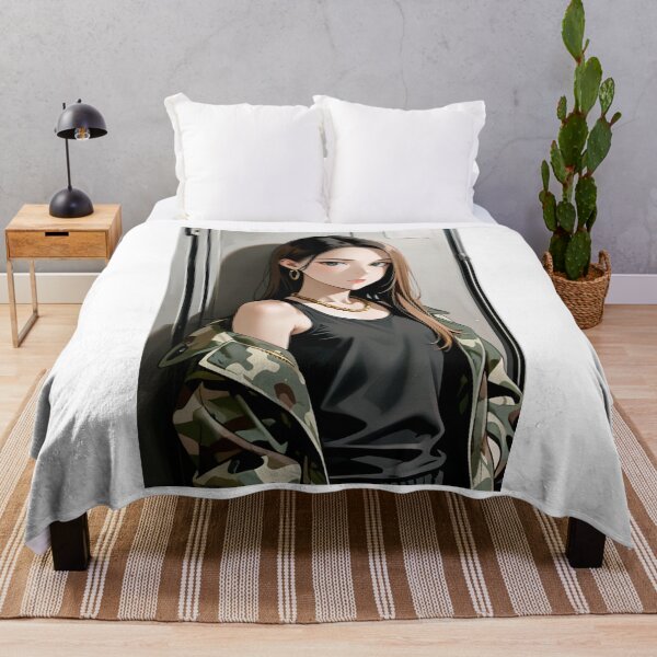 Item preview, Fashion - Woman in Camo Camo Jacket Tank Top Gold Chain Anime Variant 5 designed and sold by AnimeShin.