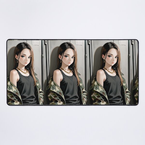 Item preview, Fashion - Woman in Camo Camo Jacket Tank Top Gold Chain Anime Variant 5 designed and sold by AnimeShin.