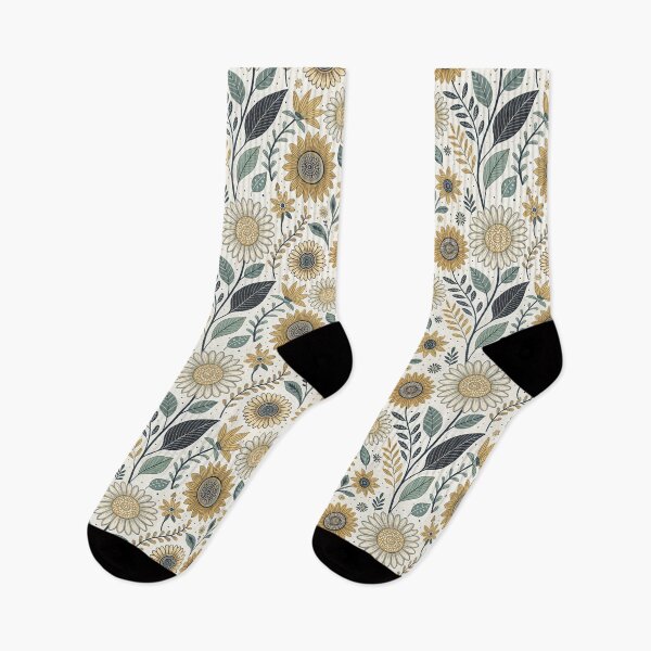 Item preview, Sunflower & Daisy Folk Symbols | Scandinavian Summer Garden designed and sold by Shuga-Design.