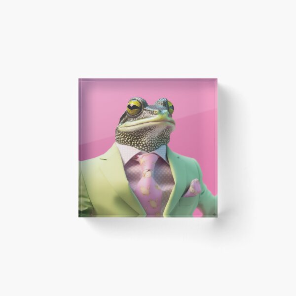 Item preview, Frog in a green jacket and pink tie designed and sold by anytka.