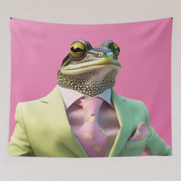 Item preview, Frog in a green jacket and pink tie designed and sold by anytka.