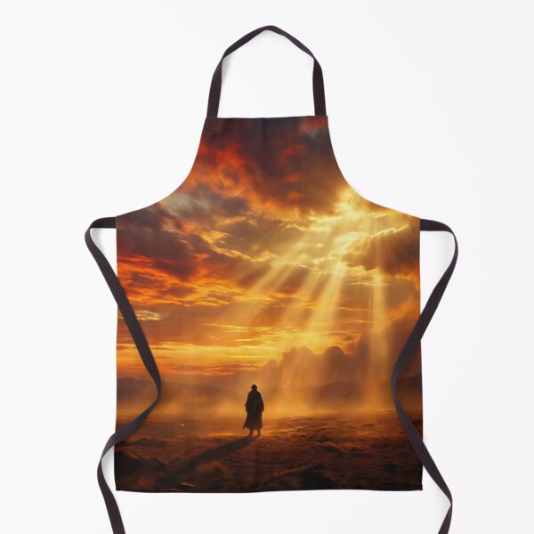 Item preview, Golden Sunbeams Over Desert: Mysterious Wanderer Sunset Art designed and sold by MoonwoodStudio.