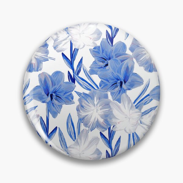 Item preview, Chinoiserie White Blue Amaryllis designed and sold by elenabdesigns.