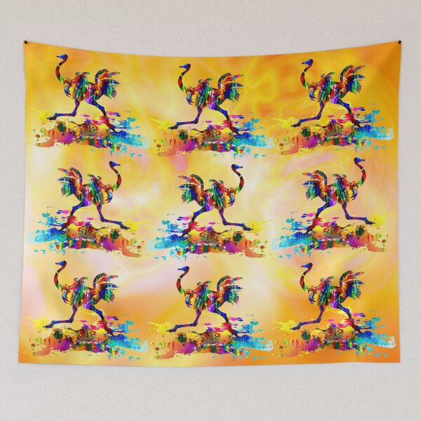 Item preview, Ostrich running, colorful tropical bird designed and sold by Arija07.