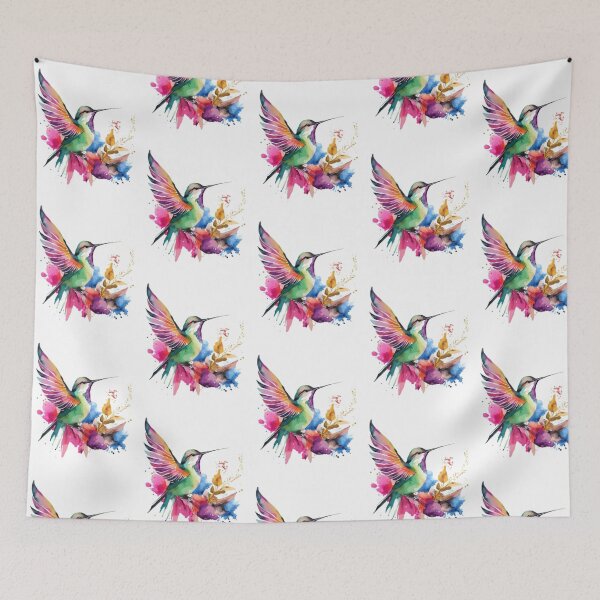 Item preview, Colorful Watercolor Hummingbird Bird Art designed and sold by PixelVibe Art.