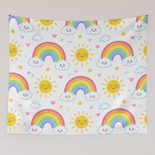 Item preview, Cute Kawaii Rainbows and Smiling Suns Seamless Pattern designed and sold by Owcomm.