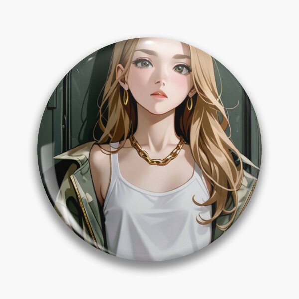 Item preview, Fashion - Woman in Camouflage Camo Jacket Tank Top Gold Chain Anime Variant 2 designed and sold by AnimeShin.