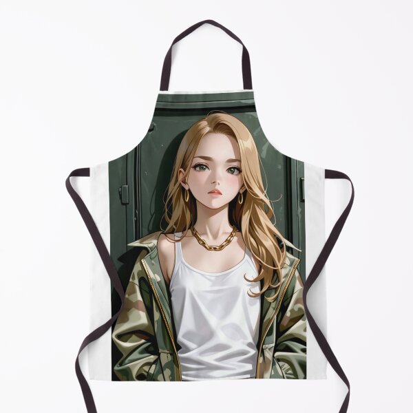 Item preview, Fashion - Woman in Camouflage Camo Jacket Tank Top Gold Chain Anime Variant 2 designed and sold by AnimeShin.