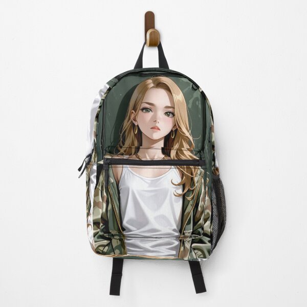 Item preview, Fashion - Woman in Camouflage Camo Jacket Tank Top Gold Chain Anime Variant 2 designed and sold by AnimeShin.