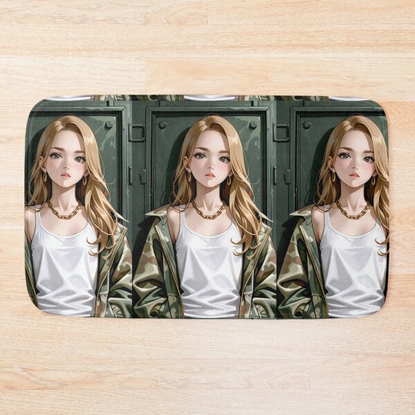 Item preview, Fashion - Woman in Camouflage Camo Jacket Tank Top Gold Chain Anime Variant 2 designed and sold by AnimeShin.