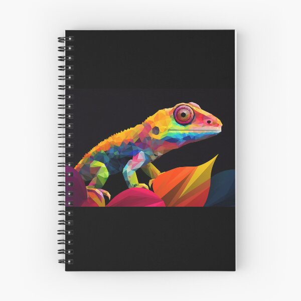 Item preview, Lizard on black background. Low poly chameleon. Polygon animal illustration designed and sold by anytka.