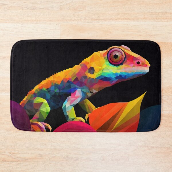 Item preview, Lizard on black background. Low poly chameleon. Polygon animal illustration designed and sold by anytka.