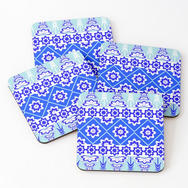Item preview, Blue Blossom Symmetry Folk Art Seamless Floral Geometric Pattern designed and sold by Ei-Ei.