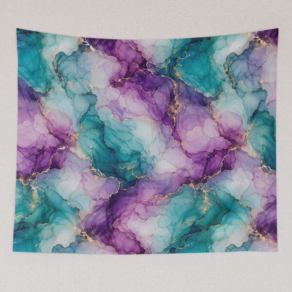 Item preview, Teal and Purple Marble Gold Veins designed and sold by Owcomm.