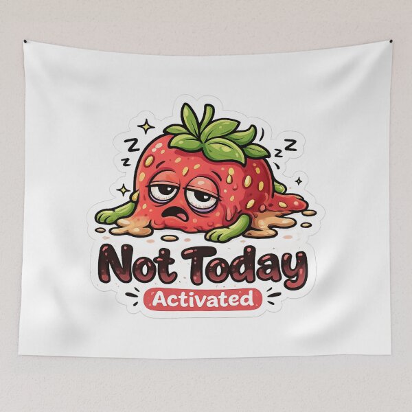 Item preview, Not Today – Cute Lazy Strawberry Sticker designed and sold by Rosa Studio.