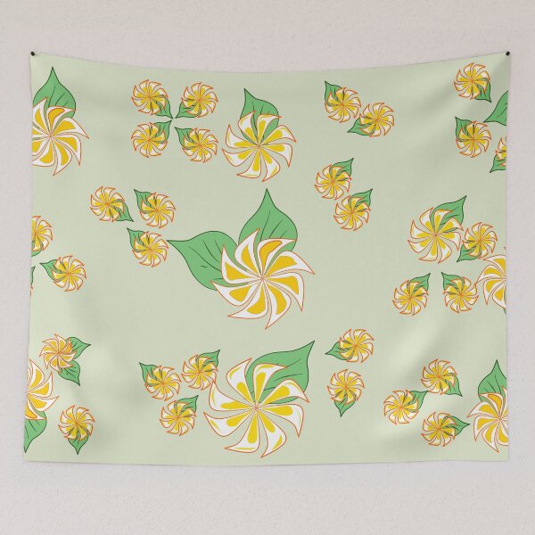 Item preview, Golden Pinwheel Floral Seamless Pattern with Green Leaves designed and sold by Ei-Ei.