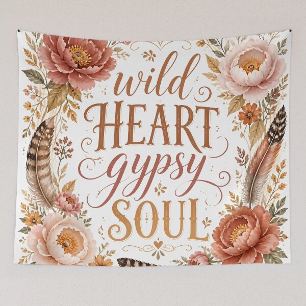 Item preview, Wild Heart Gypsy Soul Boho Floral Typography designed and sold by Luna-Flow.