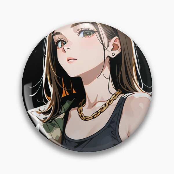 Item preview, Fashion - Woman in Camouflage Camo Jacket Tank Top Gold Chain Anime Variant 3 designed and sold by AnimeShin.