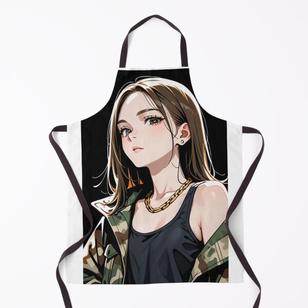 Item preview, Fashion - Woman in Camouflage Camo Jacket Tank Top Gold Chain Anime Variant 3 designed and sold by AnimeShin.