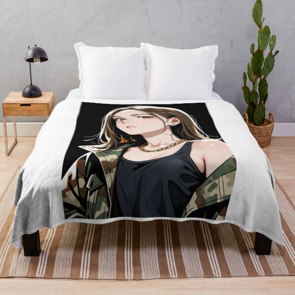 Item preview, Fashion - Woman in Camouflage Camo Jacket Tank Top Gold Chain Anime Variant 3 designed and sold by AnimeShin.