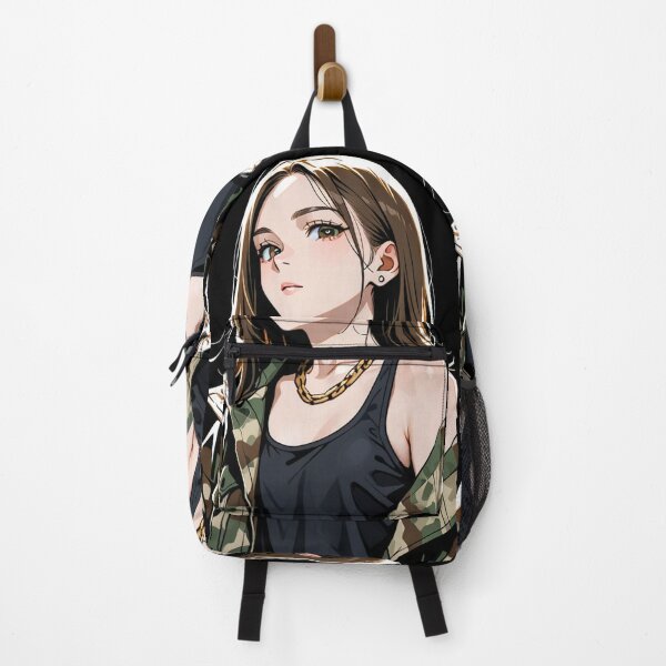 Item preview, Fashion - Woman in Camouflage Camo Jacket Tank Top Gold Chain Anime Variant 3 designed and sold by AnimeShin.