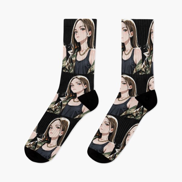 Item preview, Fashion - Woman in Camouflage Camo Jacket Tank Top Gold Chain Anime Variant 3 designed and sold by AnimeShin.