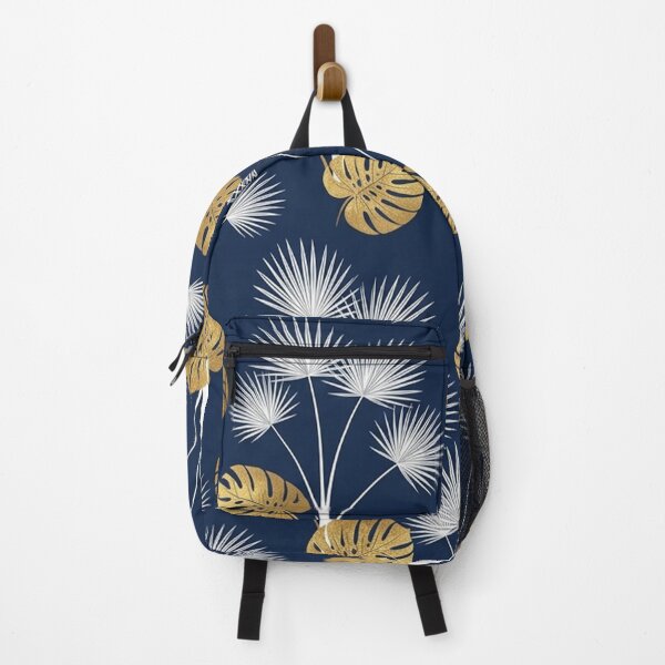 Item preview, Golden Monstera and Palm Leaves on Navy Blue designed and sold by Owcomm.