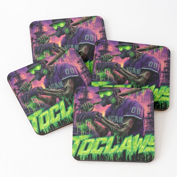 Item preview, TOCOCLAWS Zombie Slugger: Radioactive Baseball Gas Mask Throw Blanket designed and sold by TOCOCLAWS.