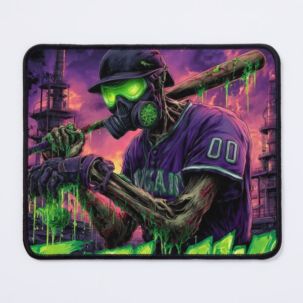 Item preview, TOCOCLAWS Zombie Slugger: Radioactive Baseball Gas Mask Throw Blanket designed and sold by TOCOCLAWS.