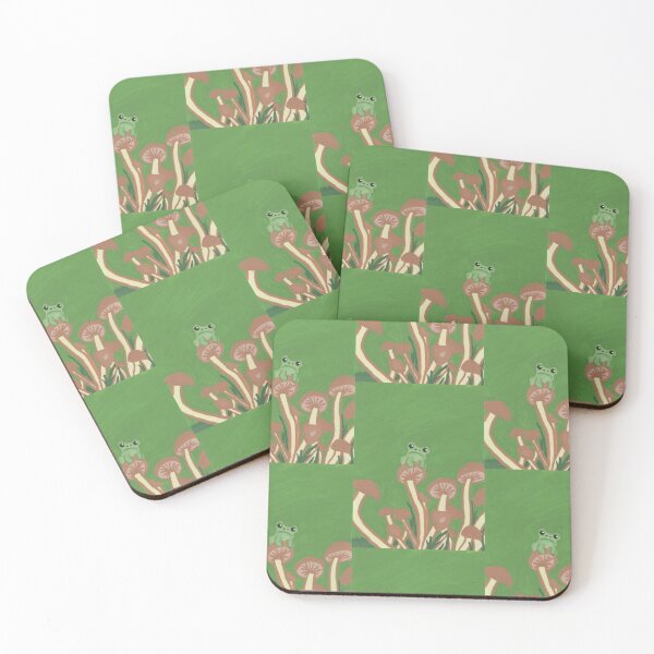 Item preview, Whimsical Green Frog Sitting On Top Of Mushrooms designed and sold by InStardust.