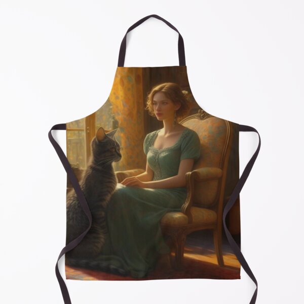 Item preview, Golden Hour Serenade Elegant Lady and Cat by the Window designed and sold by UmSkelig834.