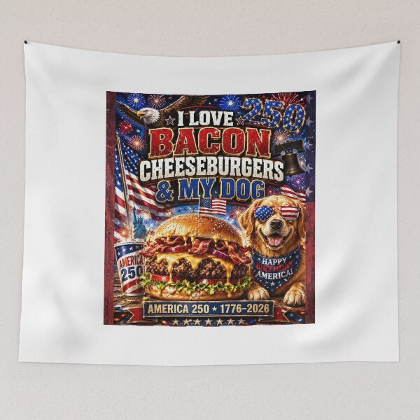 Item preview, I Love Bacon Cheeseburgers & my Dog (Golden Retriever) designed and sold by Soundpups.