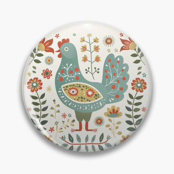 Item preview, Scandinavian Folk Art, Floral Chicken designed and sold by xiao xuans.