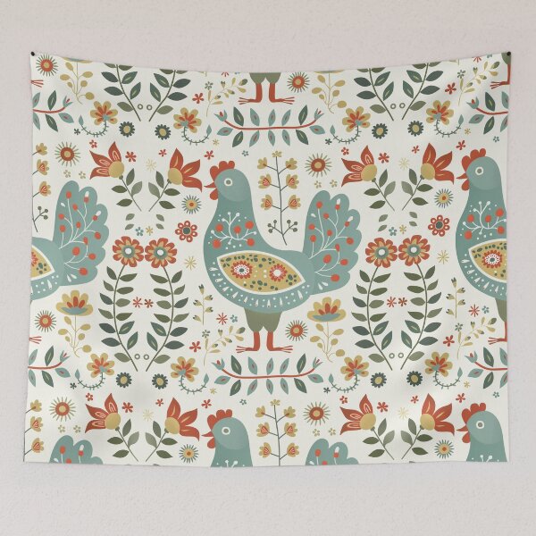 Item preview, Scandinavian Folk Art, Floral Chicken designed and sold by xiao xuans.